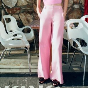 NWT Zara Super Wide Leg Pink Jeans